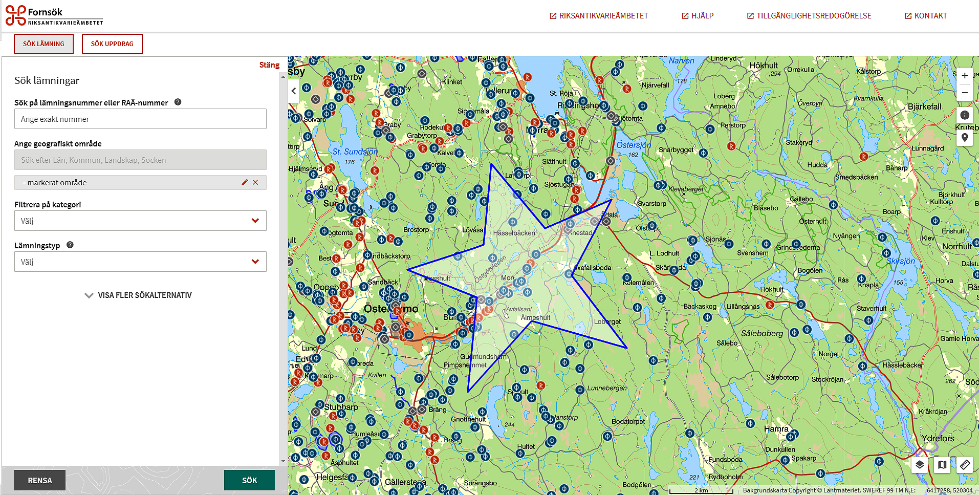 fornsök karta Karta | Riksantikvarieämbetet